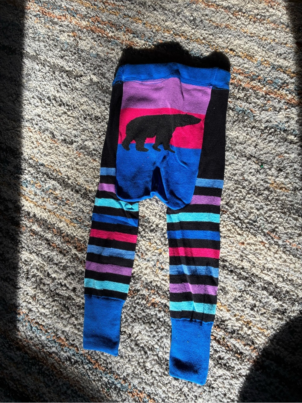 Kids Striped Polar Bear Cloth Diapering Knit Pants - Blue, Purple, Pink